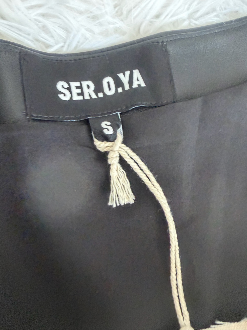 SER.O.YA Black Faux Leather Wide-Leg Jumpsuit - Picture 6 of 7